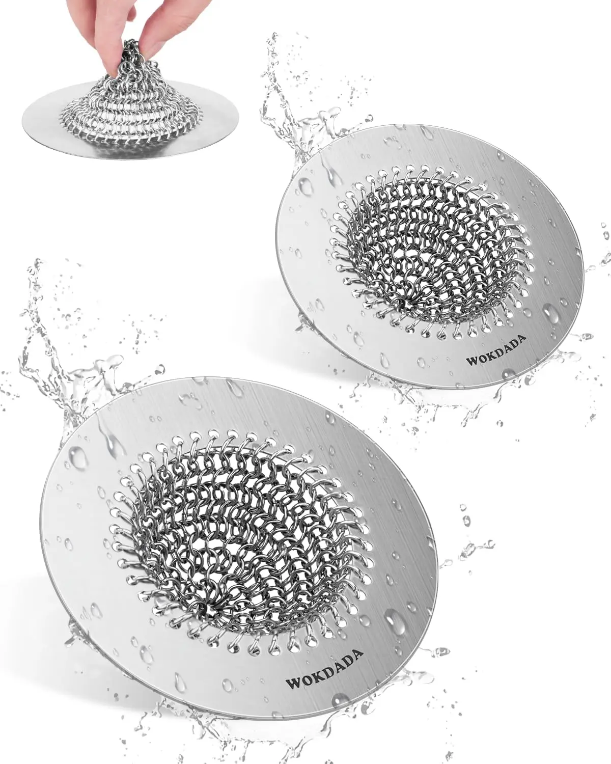 2 PCS Kitchen Sink Drain Strainer, Flippable Mesh Sink Strainer, 304 Stainless Steel Sink Screen, Easy Clean Large Baske