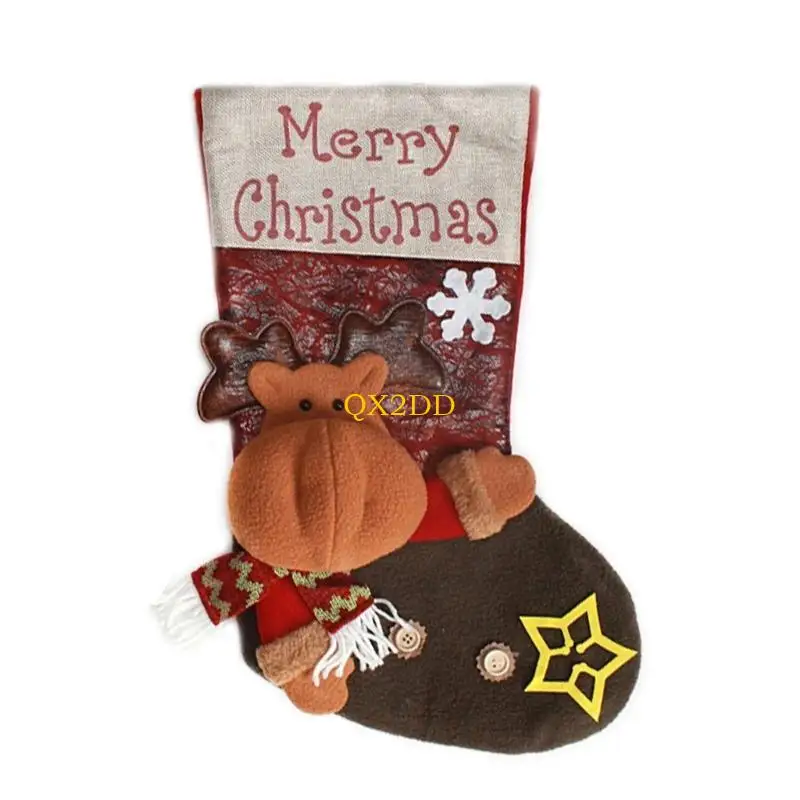 QX2D Newborn Baby Photography Prop Christmas Cosplay Costume Set Knitting Hat Xmas Stocking Sleeping Sack for Baby Boys Girls