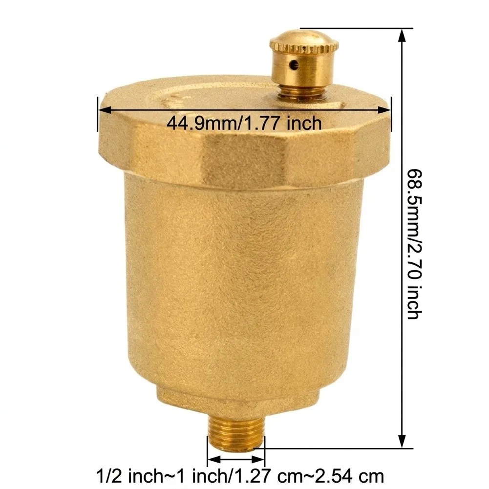 High Precision Automatic Brass Float Valve for Air Removal in Hydronic Loops 5x5x7cm Compatible with Standard Fittings