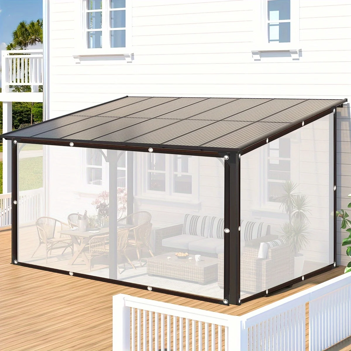 Anello Di Tenuta In Tessuto Impermeabile Trasparente Addensato Da 8 Mil, Copertura Antipioggia Per Tenda Da Esterno, Anello Di Tenuta Angolare A Doppio Rinforzo