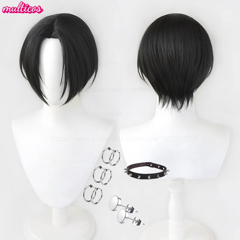 Peluca de Cosplay Oosaki Nana de alta calidad, peluca Nana Osaki, cuero cabelludo negro corto, pelo sintético resistente al calor, pelucas de Anime para Halloween + gorro