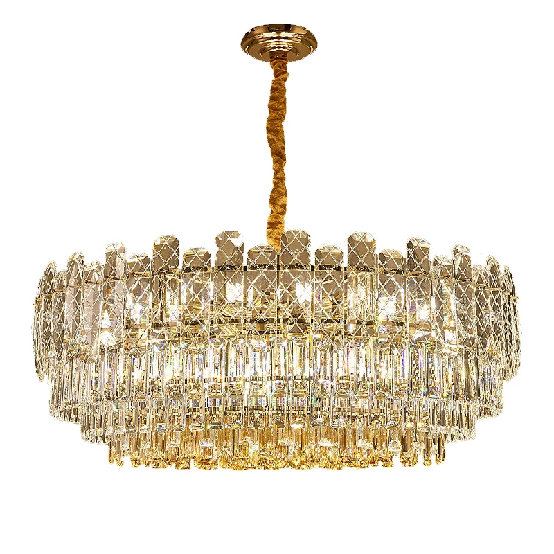 Dining Table Crystal Light Fixture Gold Postmodern Lustre Chandelier LED Luxury Hanging Lamp Home Appliance For Home Decor