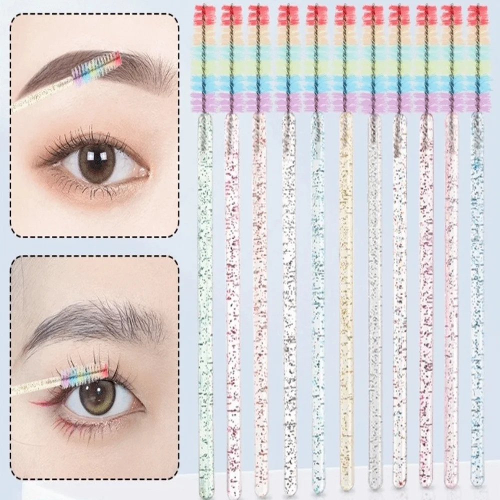 50Pcs Crystal Eyelash Brush Microbrush Eyelashes Extension Spoolie Eyelash Brushes Cosmetics Tool Rainbow Color