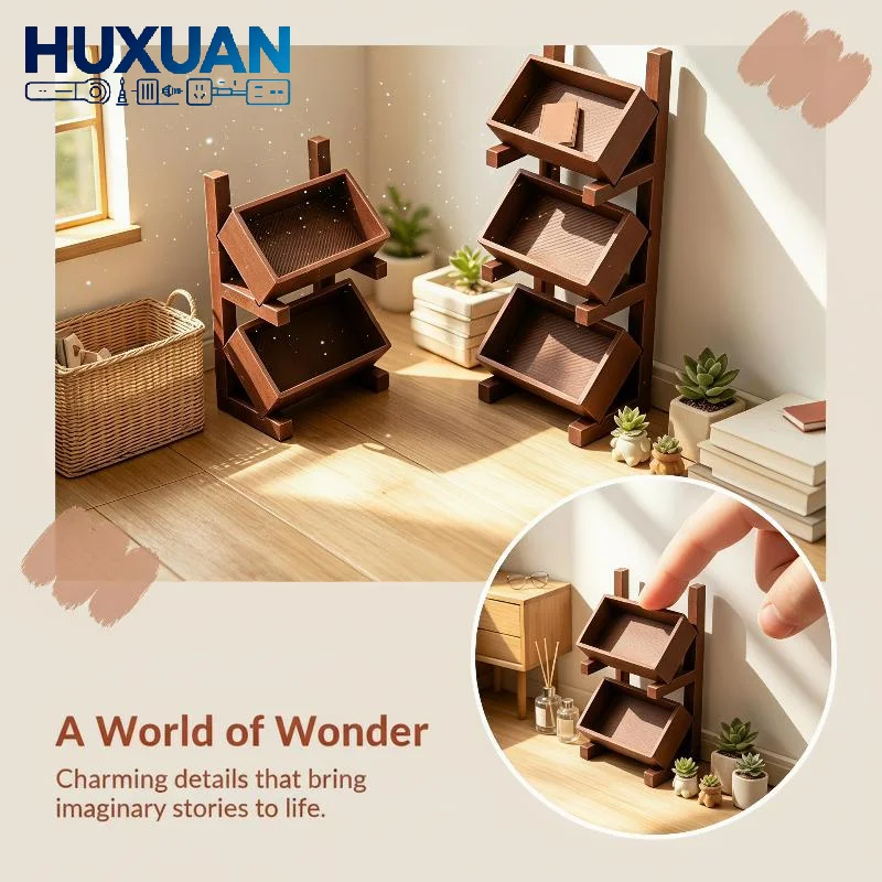 Simulated Mini Storage Display Rack Shelf Cute Dollhouse Furniture Ornament for DIY Fairy Garden Micro Landscape Decor