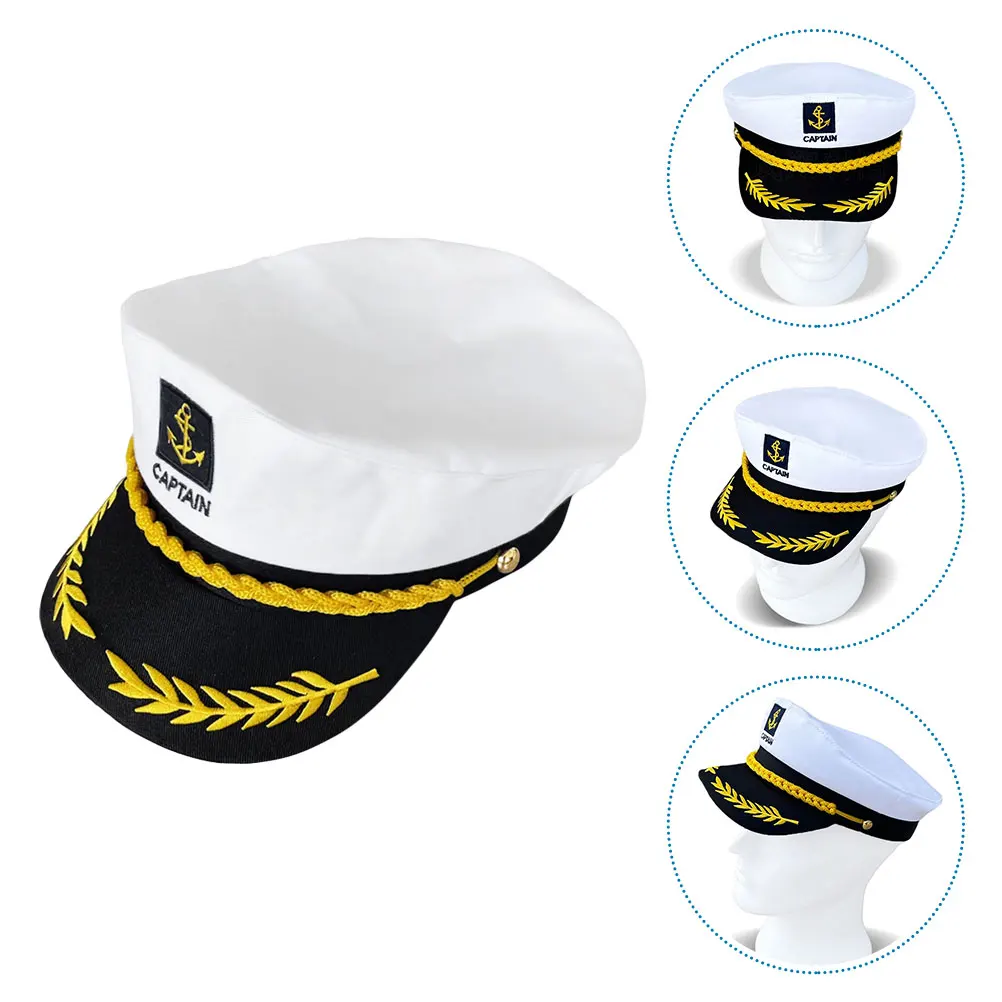 

Navy Captain Kids Sailor Cosplay Party Hats Breathable Material Adjustable Captain Hat For Outdoor Size Marine Yacht Sea