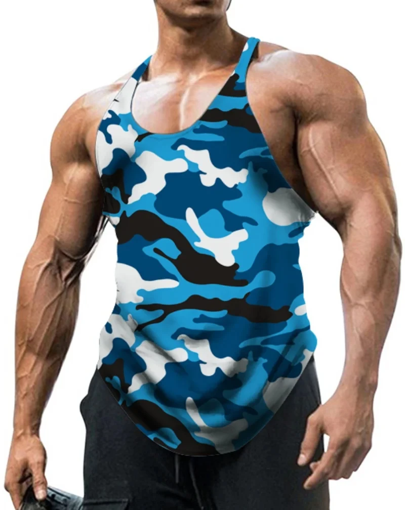 Men\'s Thin Camouflage Sleeveless 3D Print Vintage Fashion Tank tops Summer O-Neck Oversized Harajuku Male Campaign Vest