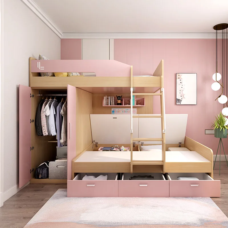 Girl child princess bed small apartment upper and lower bed mother bed multi-functional combination bed