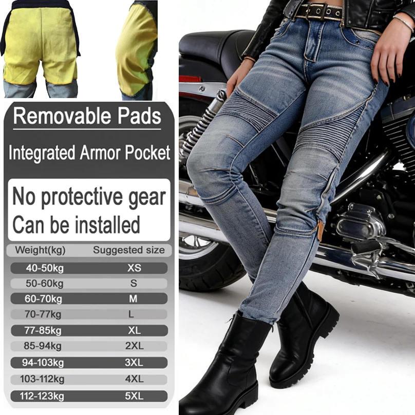 Womens Kevlar motorcycle jeans windproof abrasion resistant pants for off road riding with armor pockets armor not included 03