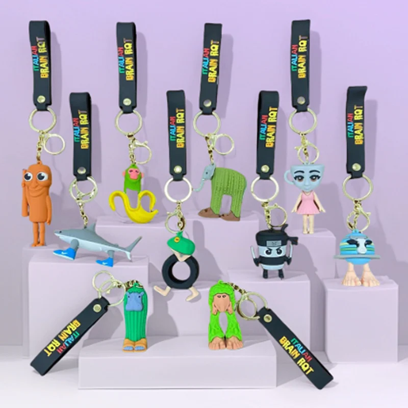 Брелок Tralalero Tralalas, итальянский Brainrot Tungtung Sahur, автомобильный брелок для ключей, фигурки, игрушка для капучино, брелки для сумки, подвеска, декор, подарок