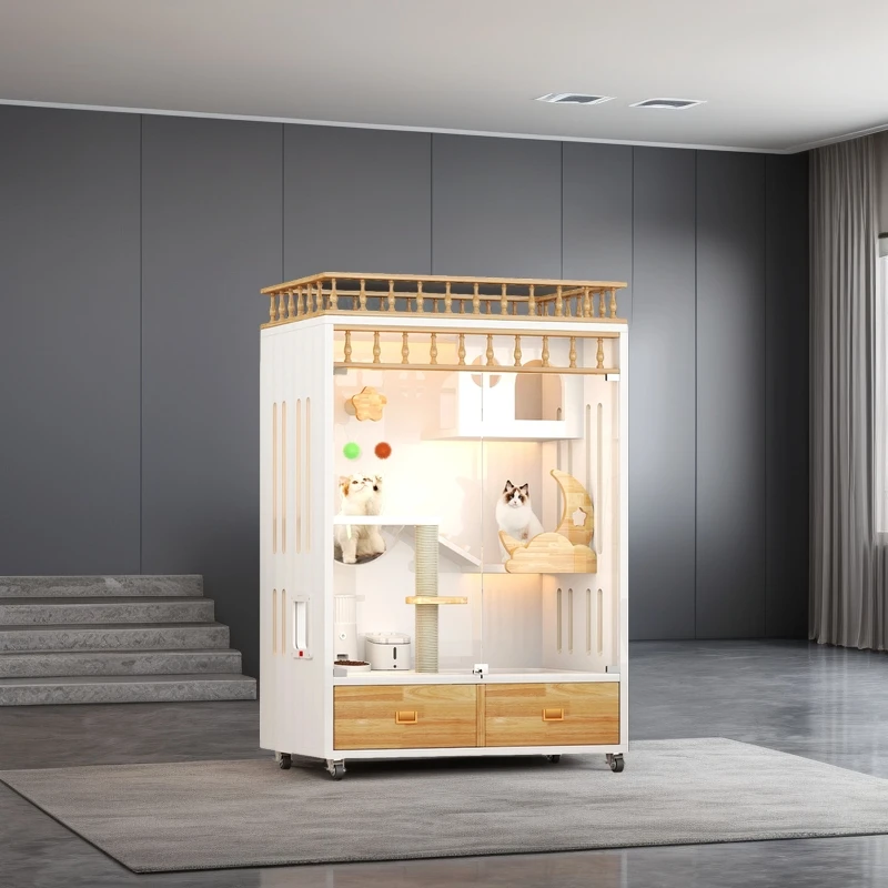 

Клетка для витрины дома для кошек из цельного дерева