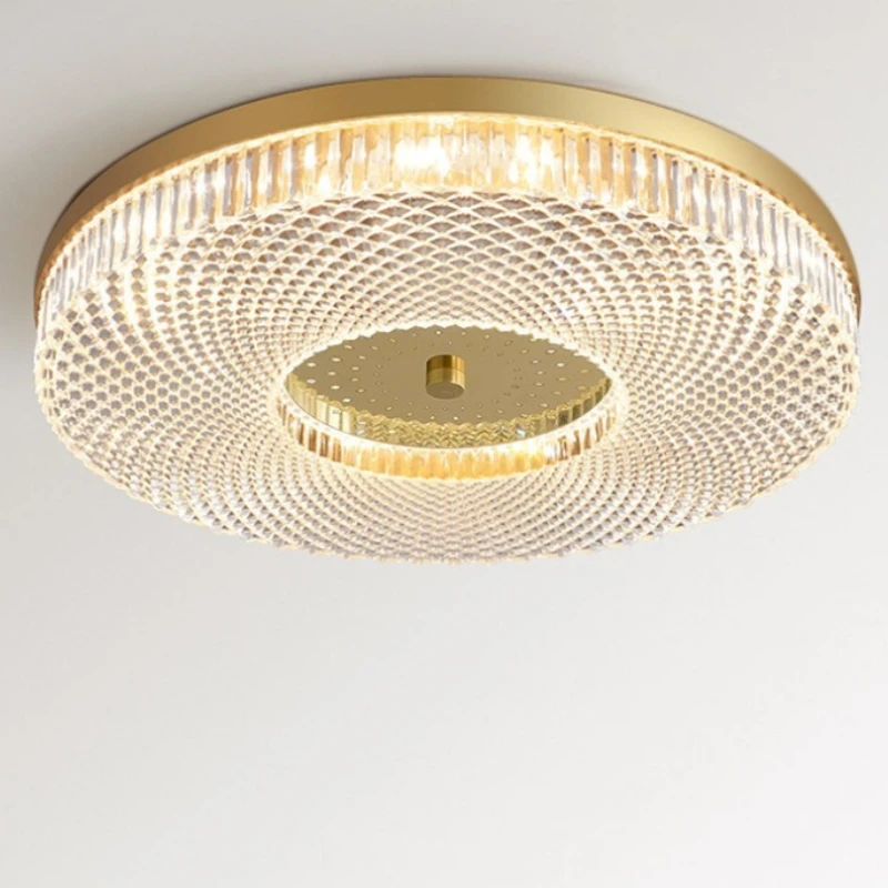 Contemporary Minimalist Round Acrylic Pendant Lamps Bedroom Living Room Courtyard Balcony Villa Luxury All Copper Ceiling Lights