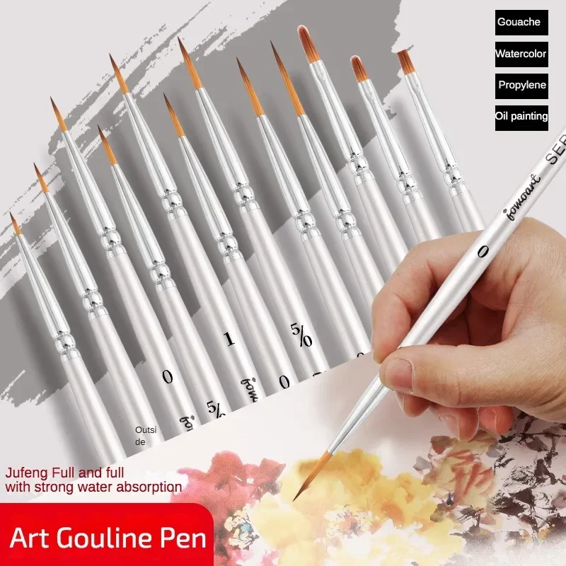 

12models Very Fine Imported Nylon Long Tail Line Brush Cartoon Art Line Outline Detail Pen Digital Birch Watercolor Painting Pen