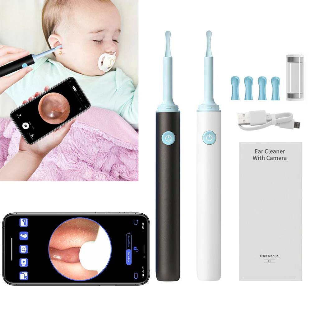 3.9mm Wireless Smart Camera WiFi Visual Ear Wax Cleaner Spoon Endoscope Otoscope Earwax Removal Earpicker for Android iPhone D3