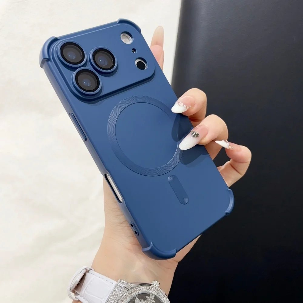 18pro Matte Airbag for Magsafe Magnetic Cases for iPhone 18 Pro Max 17 Pro 16 15 14 13 12 Lens Protection Shockproof Soft Cover