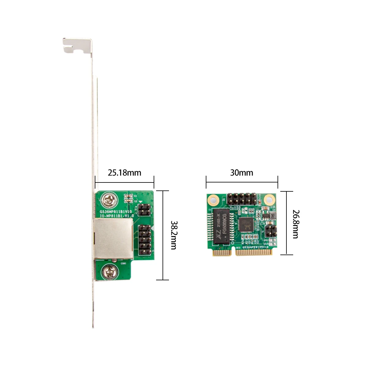 IOCREST 미니 PCIe 이더넷 카드, 2.5GBase-T 기가비트 네트워크 어댑터, 1 포트 2500Mbps RJ45 LAN 컨트롤러 카드, 2.5GB