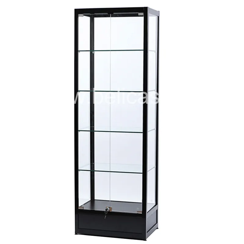 Customized-Fashionable Wooden Display Showcase LED Light Glass Display Cabinet Floor Display Stands Shop