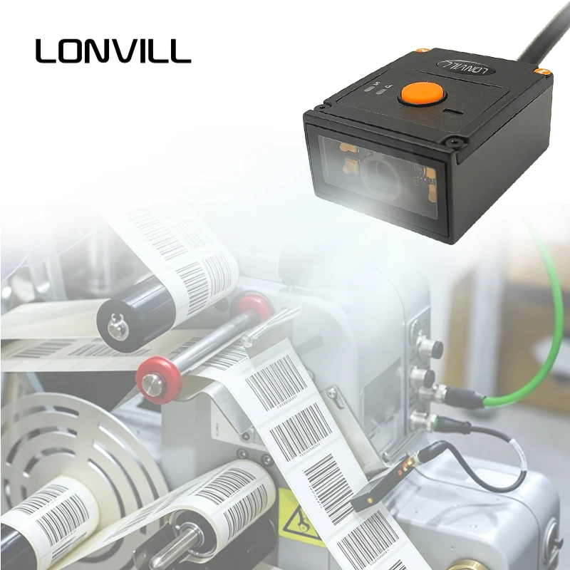 LONVILL Industrial Scanner 1280*960 CMOS 80g Lightweight 39.5x50x22.6mm Compact Fixed Mount Barcode Scanner for Labeling Machine