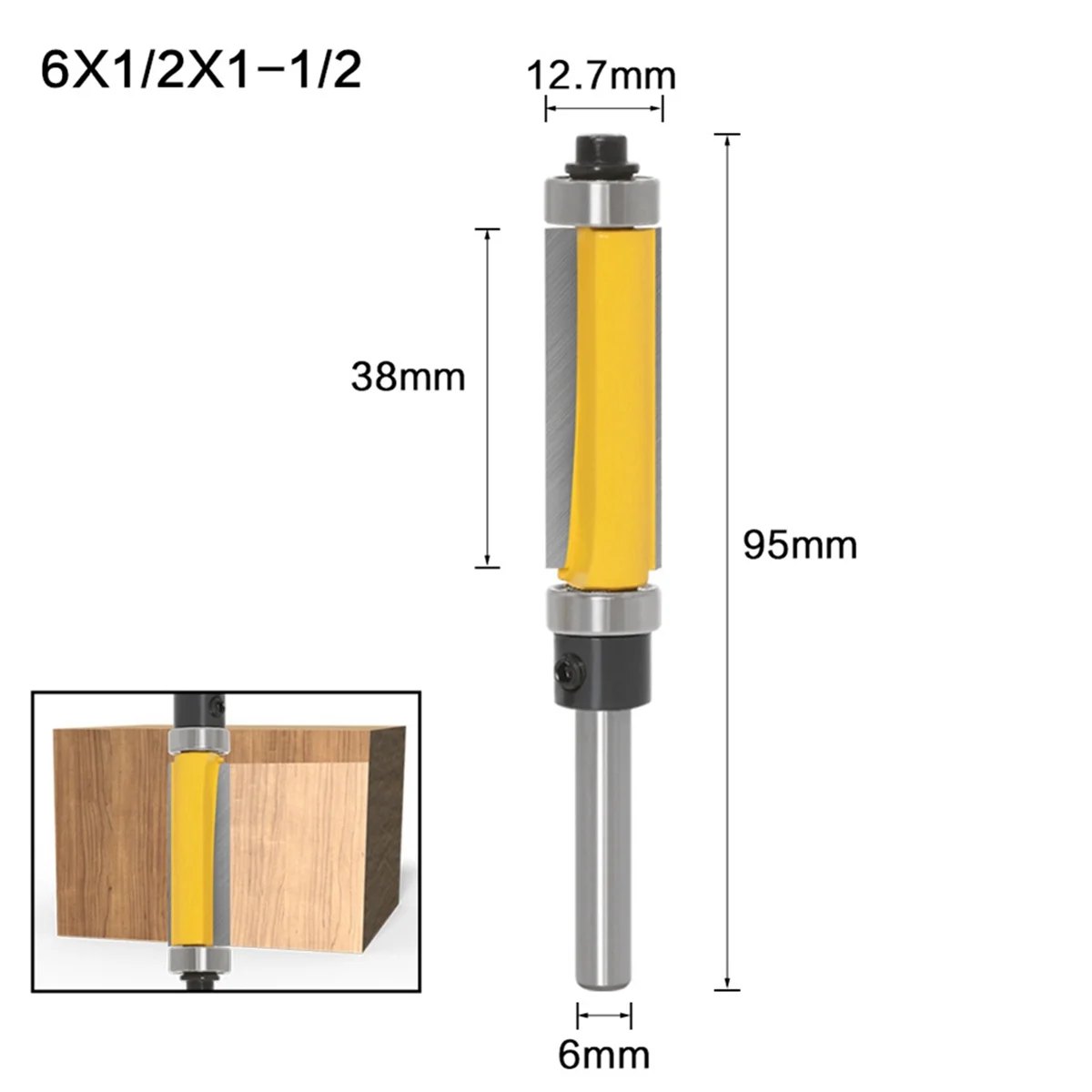 B53CC 1/2 6Mm Shank Flush Trim Router Bit dengan Bantalan Ganda Router Bit Alat Bor untuk Kayu Bekisting Pola B