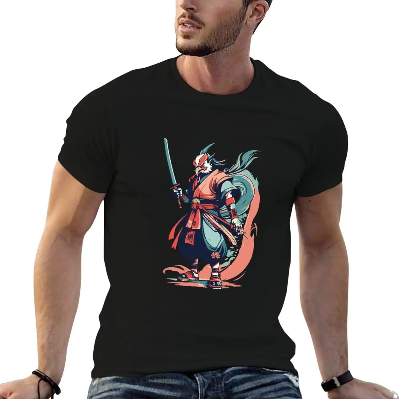 Tengu Warrior with a Sword T-Shirt sublime anime essential t shirt designer shirts men clothing