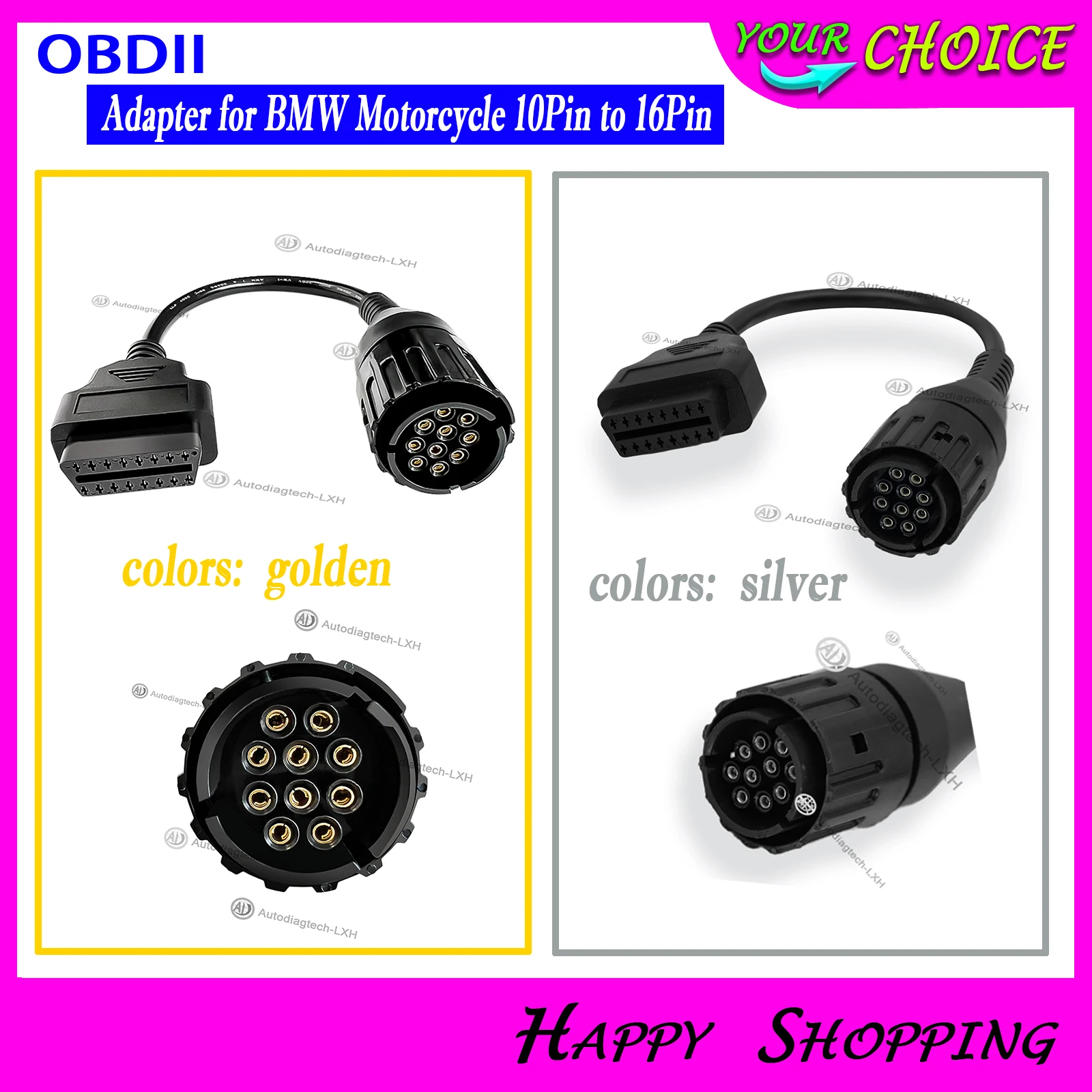 

OBD2 Adapter for BMW Motorcycle 10Pin to 16Pin Compatible with R1200GS R1250GS S1000RR NineT K1600 Diagnostic Scan Tool Cable