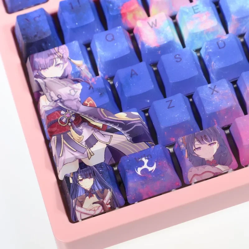 

108 Keys/Set Keycaps Genshin Impact Raiden Shogun Theme for Mechanical Keyboard Keycap Japanese Anime Custom Design Cute Girl