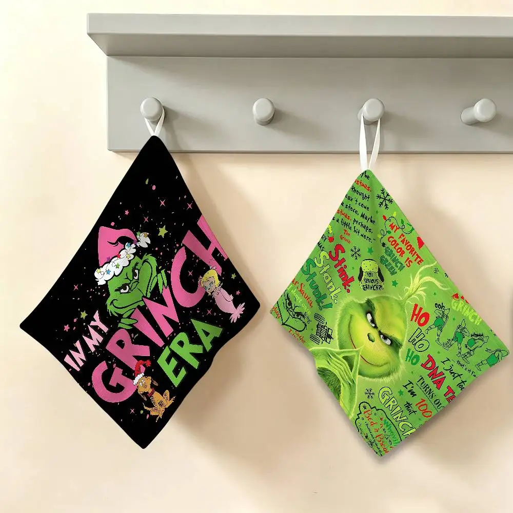 Movie The classic G-Grinches Polyester Cotton Hanging Kitchen Towel, Skin Friendly Hand Wiping Towel for Hotel Cafe Household