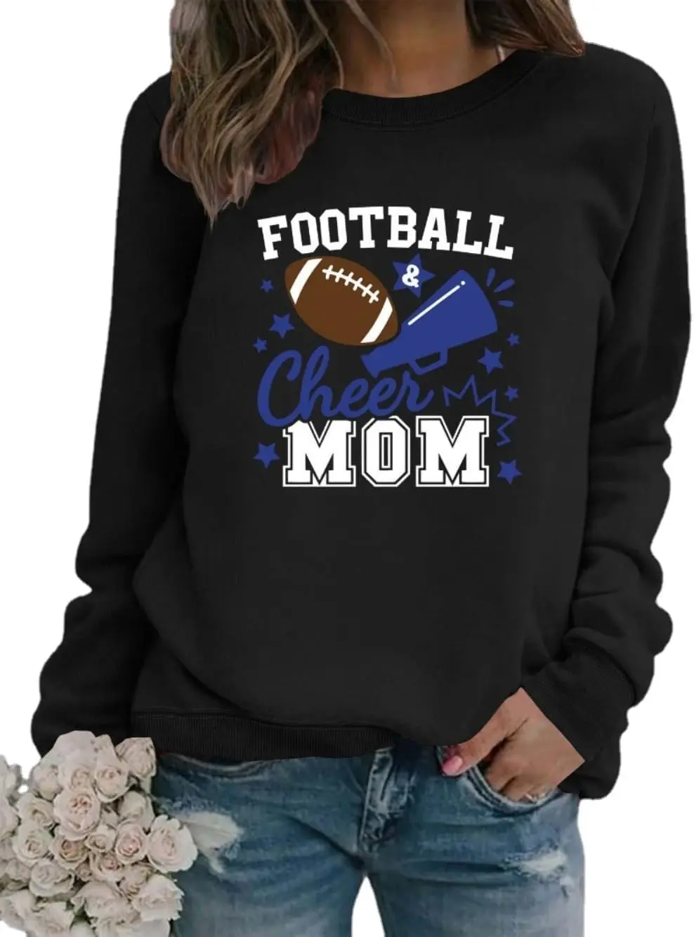 Women Football & Cheer Mom Sweatshirt Cheer Mom Shirt Football Mom Shirt Football Sweatshirt