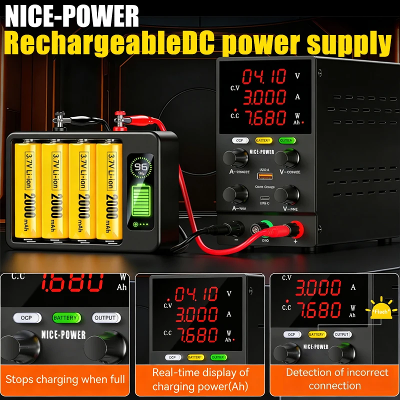 NICE-POWER Battery Charging DC Power Supply12V/24V/36V/48V Real-time Charging Ah Lithium Battery Charging With OCP/Output Switch