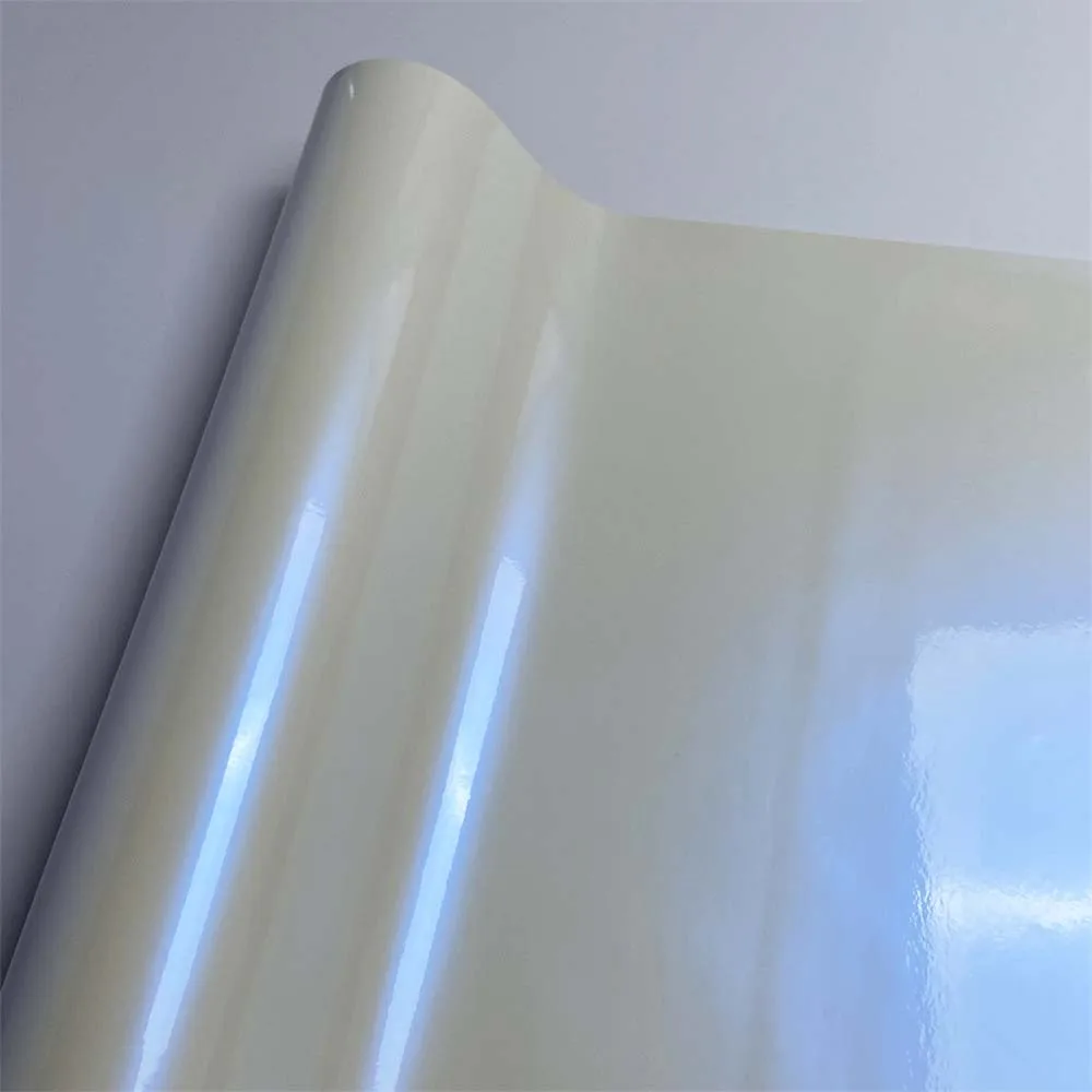 Glossy Pearl White Blue Color Shift Vinyl Car Wrap Film Color Change Chameleon Foil for Vehicle Motorcycle Exterior