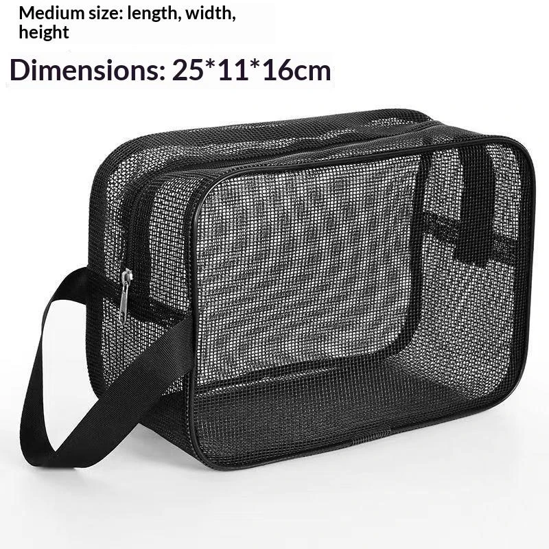 【B】Mesh Shower Bag Breathable Toiletry Wash Bag Portable Handheld Cosmetic Organizer For Gym Swimming Travel Men Daily Use