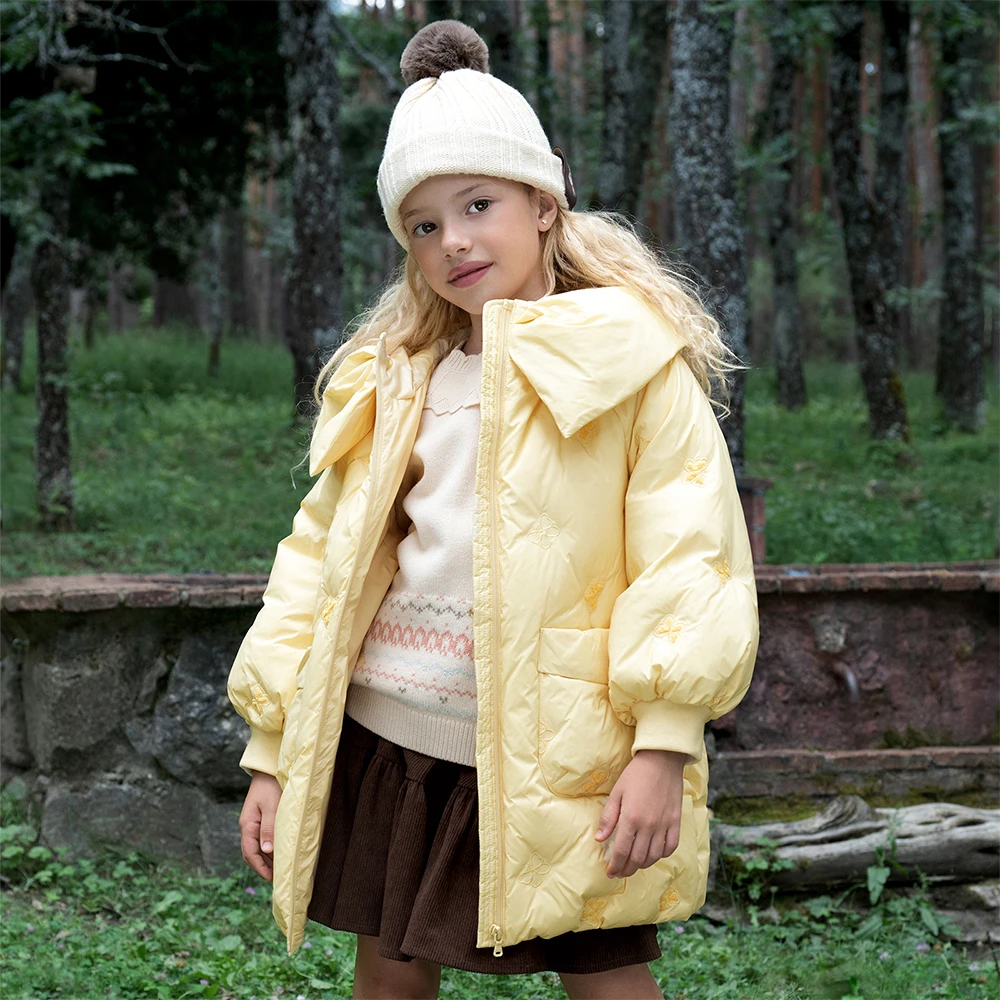 Dave Bella Children Girls Down Jacket Winter Thicken Warm Hooded Down Coat Waterproof Overcoat Outerwear Clothes DK4254185