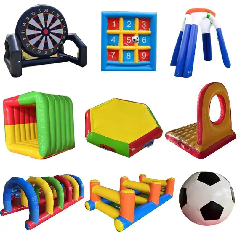 Gran oferta de portería de fútbol inflable, portería de entrenamiento de PVC, juegos deportivos, portería de fútbol, juegos inflables de construcción de equipos