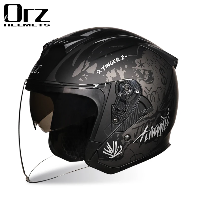 Immagine 6: Casco da moto con visiera parasole integrata, casco semi-chiuso per scooter, omologato DOT per uomo e donna