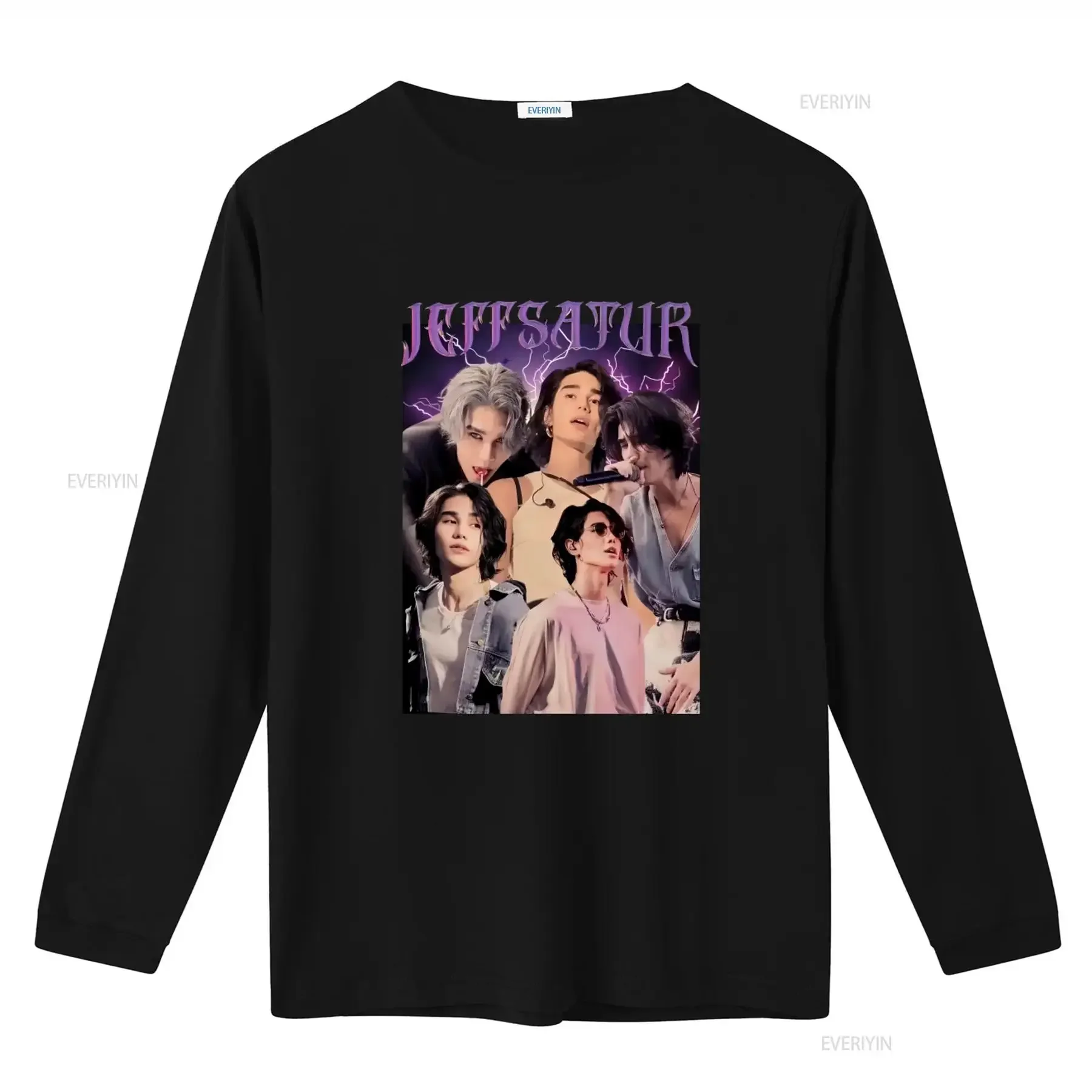 NWT Jeff Satur Thai Singer Actor Artist T Shirt Long or s Fashionable Musician Print  vintage Washed Casual homme streetwear