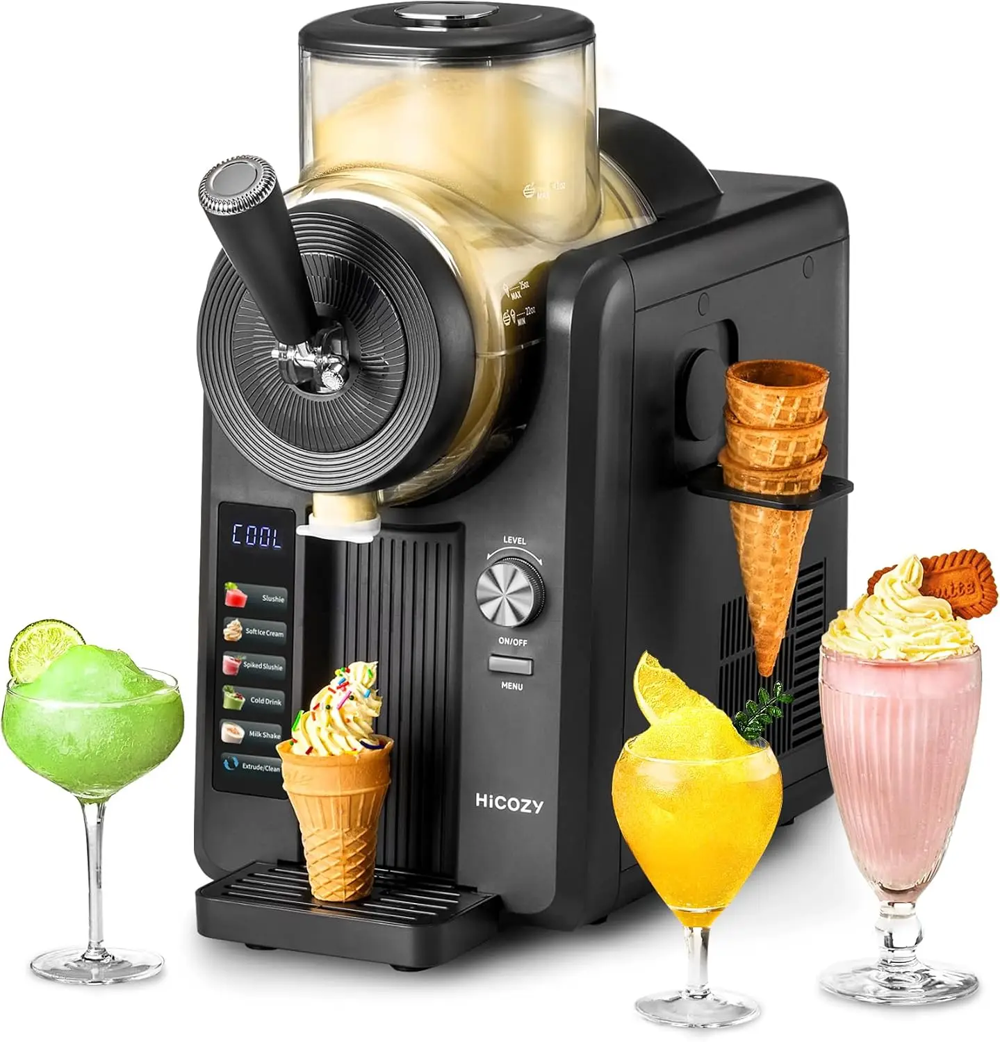 Slushie Machine Soft Serve Ice Cream Maker No Ice Needed Self Cleaning Five Presets Frozen Drink Milk Shake Margaritas Frappes M