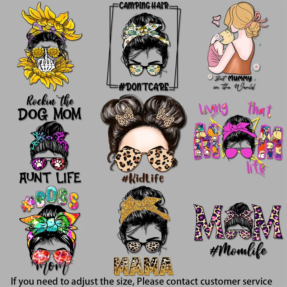 Iron on Picture on Clothes Mother's Day Quote Mom Life Illustration Durable Heat Transfer Prints Perfect for DIY Gifts