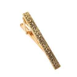 High quality carved rose tie clip brand new fashionable men's tie wedding shirt clip brass material tie clip