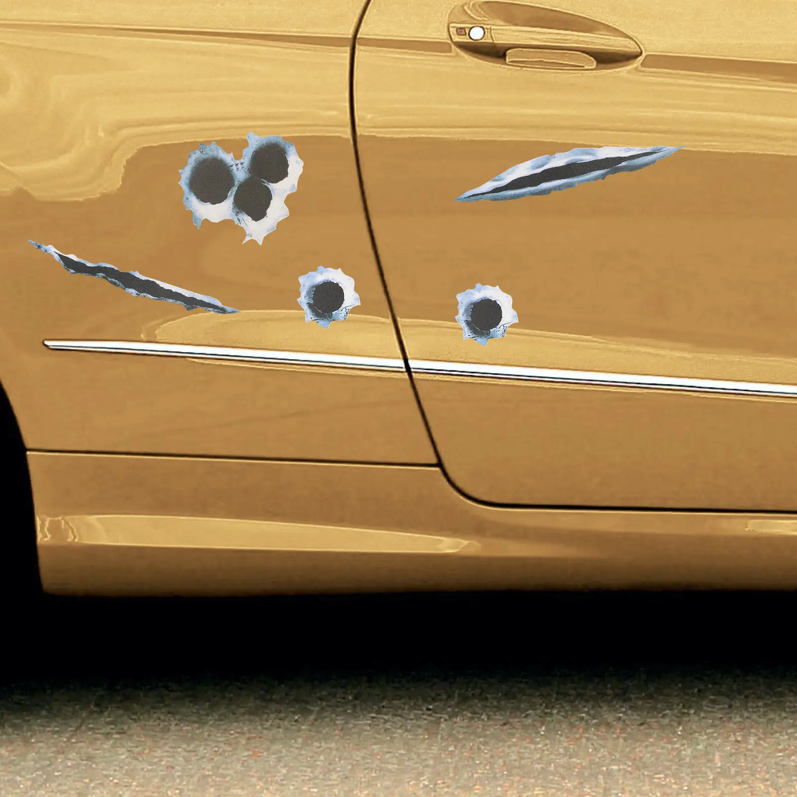 

4Pcs Car Stickers Realistic Crack Design Waterproof Sunproof Easy Install Removable DIY Universal Car Body Decoration Vinyl