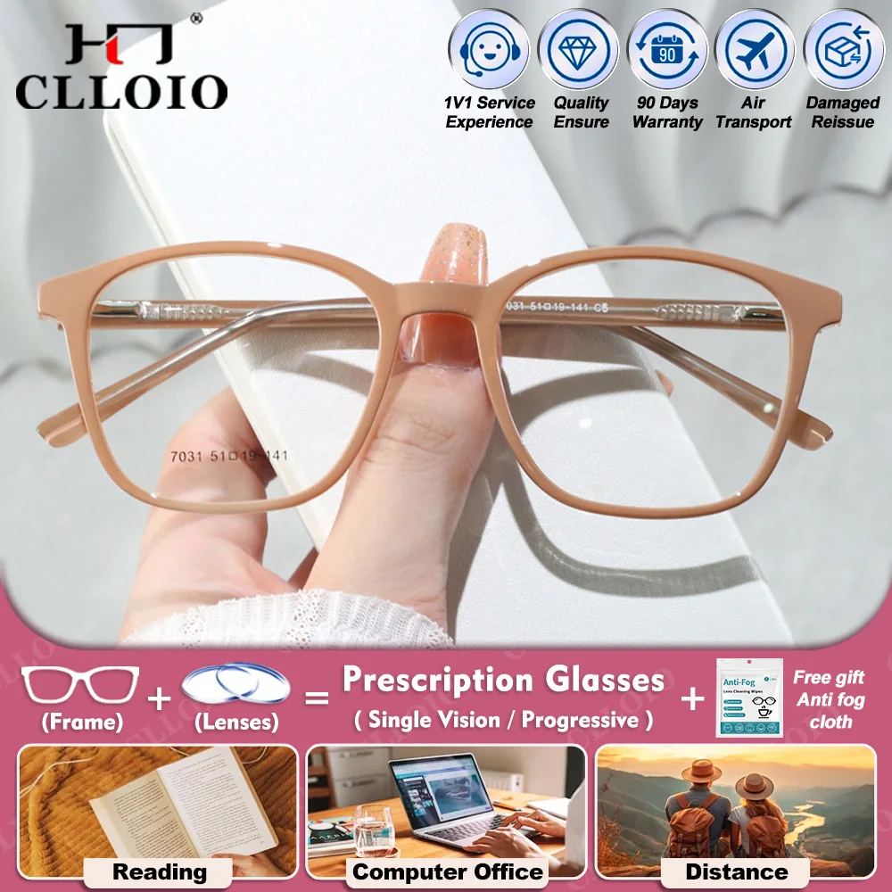 

CLLOIO Lady Ultralight Simple Progressive Reading Prescription Glasses Women Myopia Optical Photochromic Progressive Eyeglasses