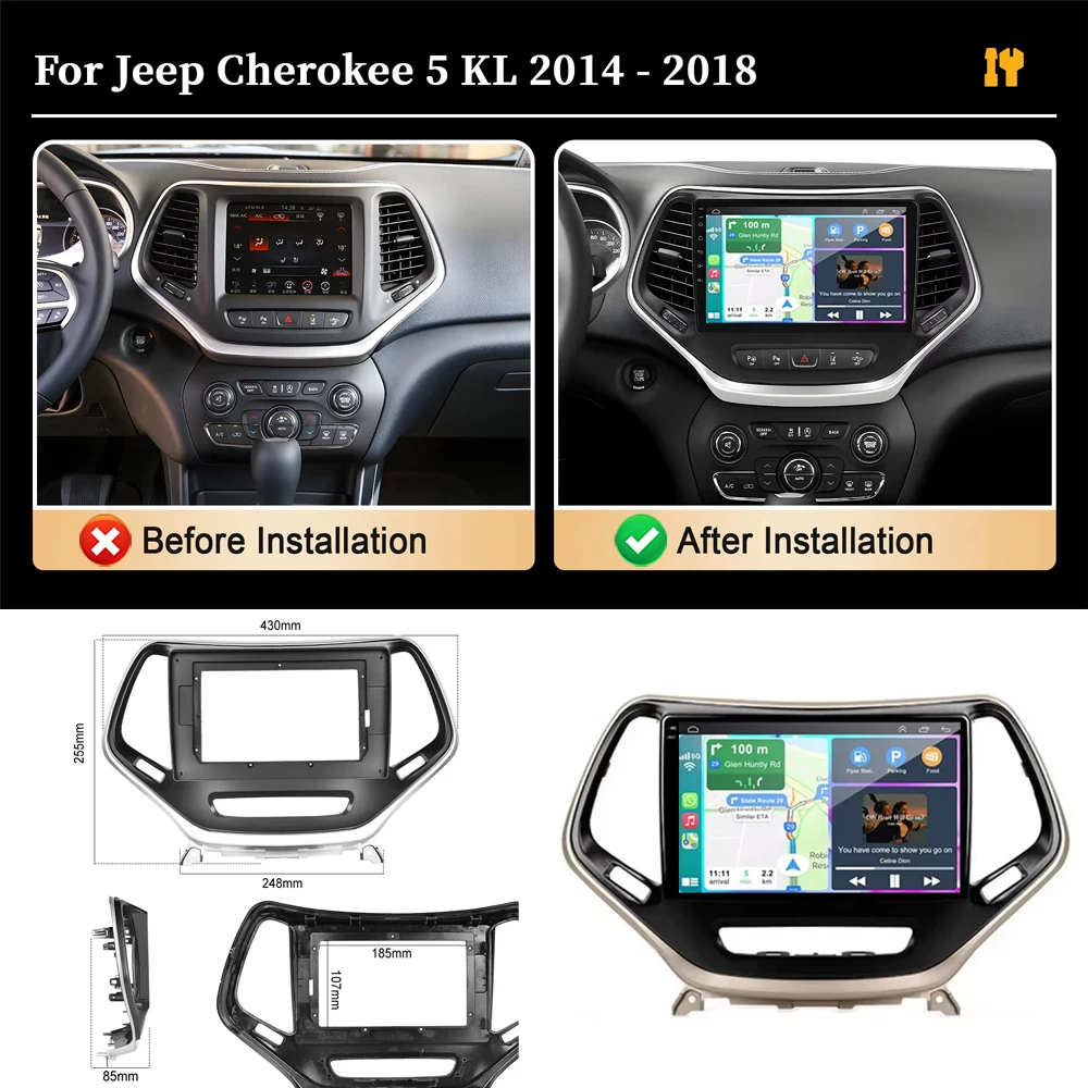 Car Radio Android 16 For Jeep Cherokee 5 KL 2014 - 2018 GPS Carplay Multimedia Player Navigation Stereo Auto QLED 2din Head Unit