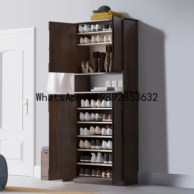 

LX Solid Wood Entryway Cabinet Shoe Cabinet Integrated Wall-Mounted Large Capacity Balcony Storage Cabinet