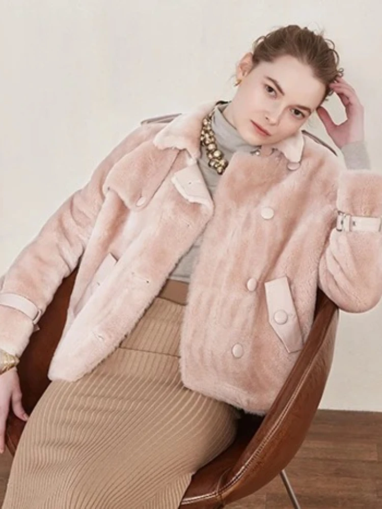 جديد إمرأة ميرينو الأغنام الفراء الحقيقي سترة جلدية حقيقية معطف الفرو الحقيقي الشتاء سترة بطانة سميكة الدافئة الفراء الطبيعي سترة الإناث #1