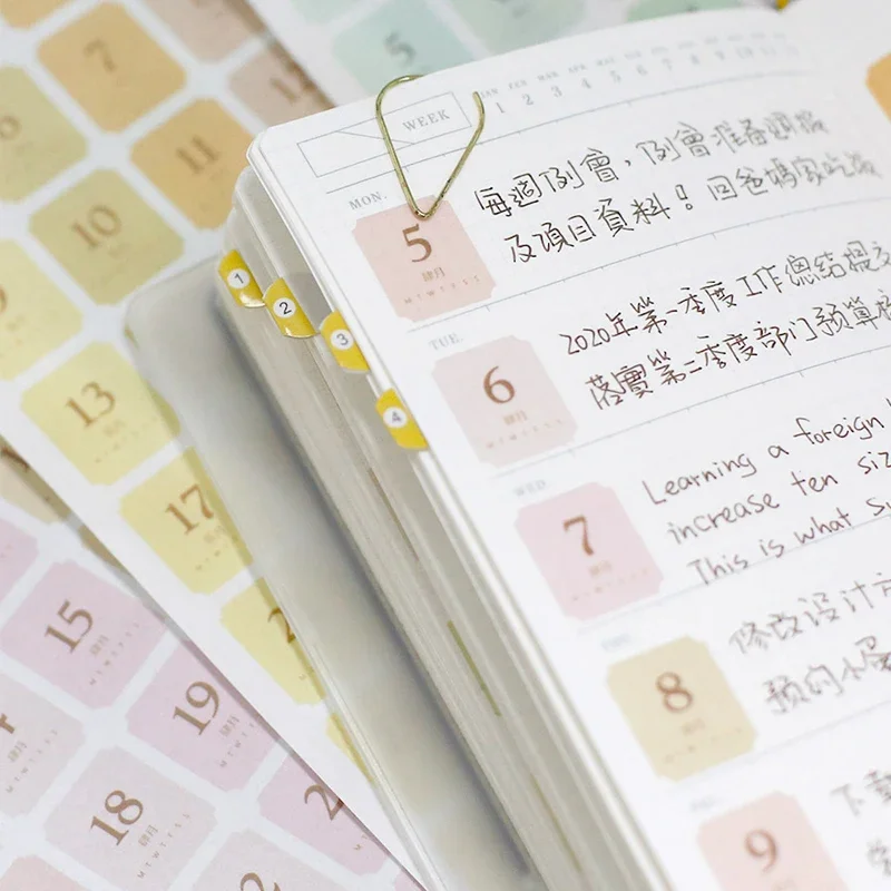 Four Seasons Color Perpetual Calendar Date Sticker Notebook Annual Day Plan Daily Jounal Notebook Stickers