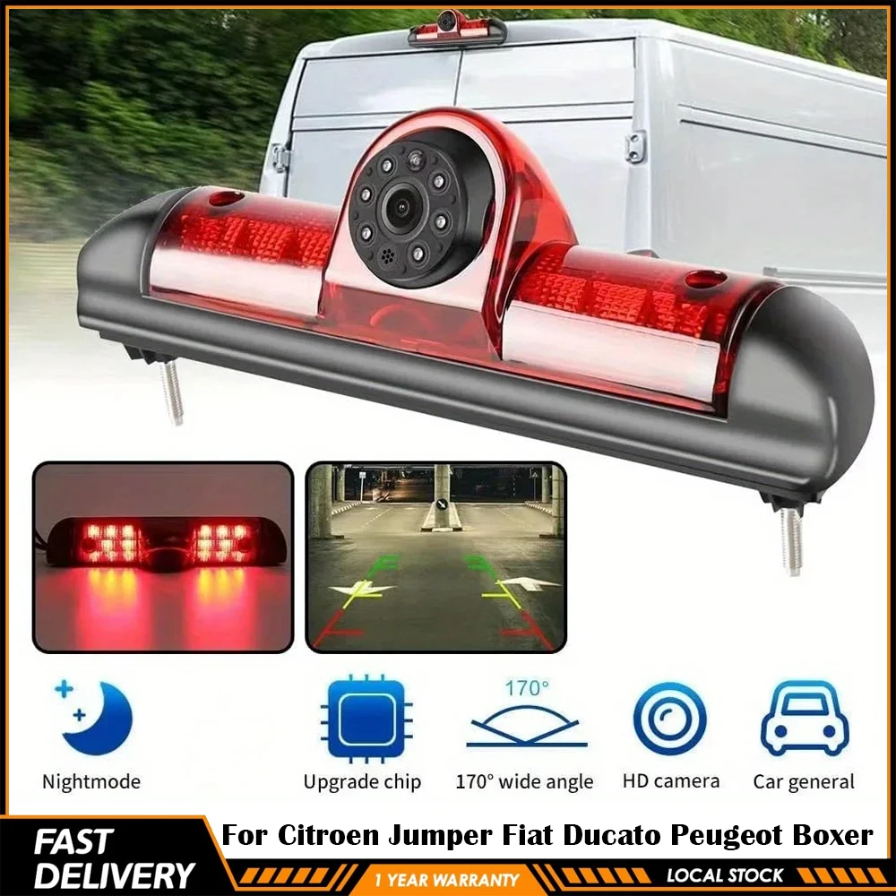 Image of 1 Set Neue CCD-Auto-Bremslicht-Rückfahrkamera für Citroen Jumper Fiat Ducato Peugeot Boxer 2006-2015 Auto-Bremslicht-Rückfahrkamera mit Dachmontage