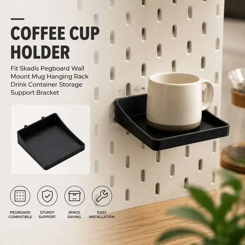 Skadis Pegboard Compatible Mug Holder Wall Hanging Coffee Tea Cup Support Rack Kitchen Space Organizer