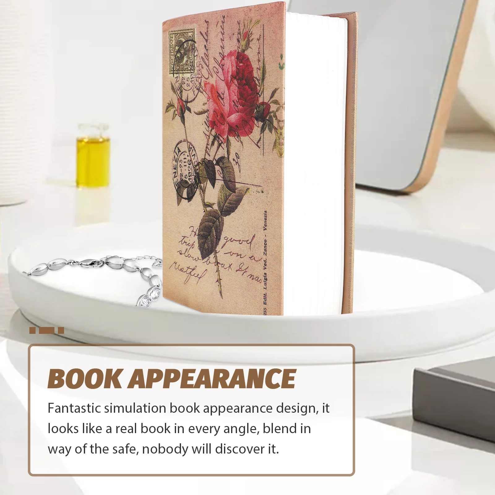 Book Storage Box Lock Safe Key Lockbox Retro Decor Children's Cabinet Multipurpose Metal With Pp Money