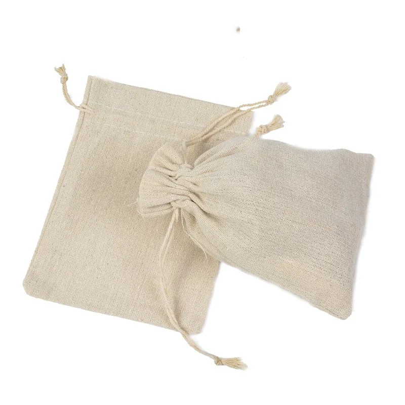 50pcs/Lot Cotton Bags Gift Drawstring Miscellaneous Grains Storage Jewelry Cosmetics Candy Bag Reusable Multiple Sizes