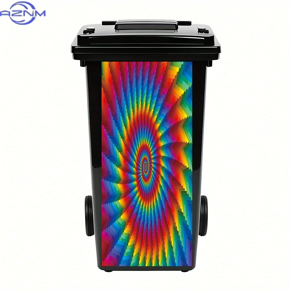 1pc Colorful Radiating 3D Geometric Pattern PVC Sticker - High Quality Removable Decal for Trash Can, Wall Decor, and Modern R