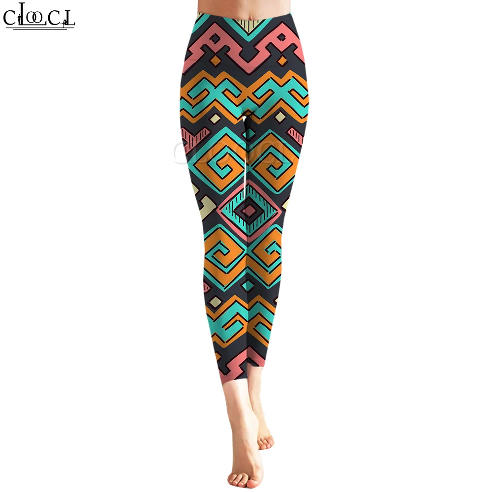 CLOOCL Leggings da donna Modello a onde colorate Stampa Pantaloni casual Leggings da allenamento Pantaloni sportivi di moda Pantaloni Graffiti 2022