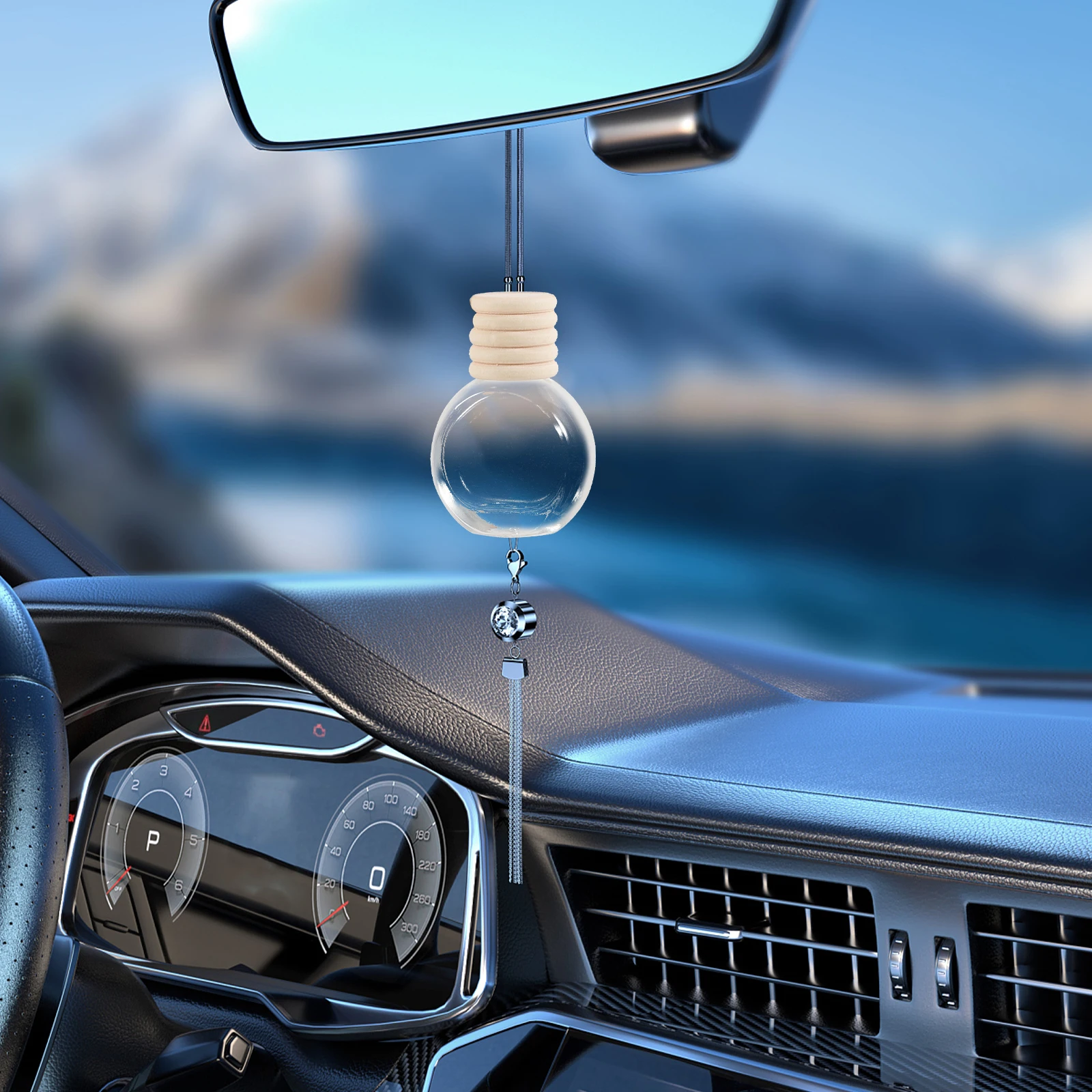 

6 pcs Car Perfume Bottle Pendants Premium Glass Mini Perfume Diffuser Bottles For Vehicle Hanging Fragrance Decor Lightweight